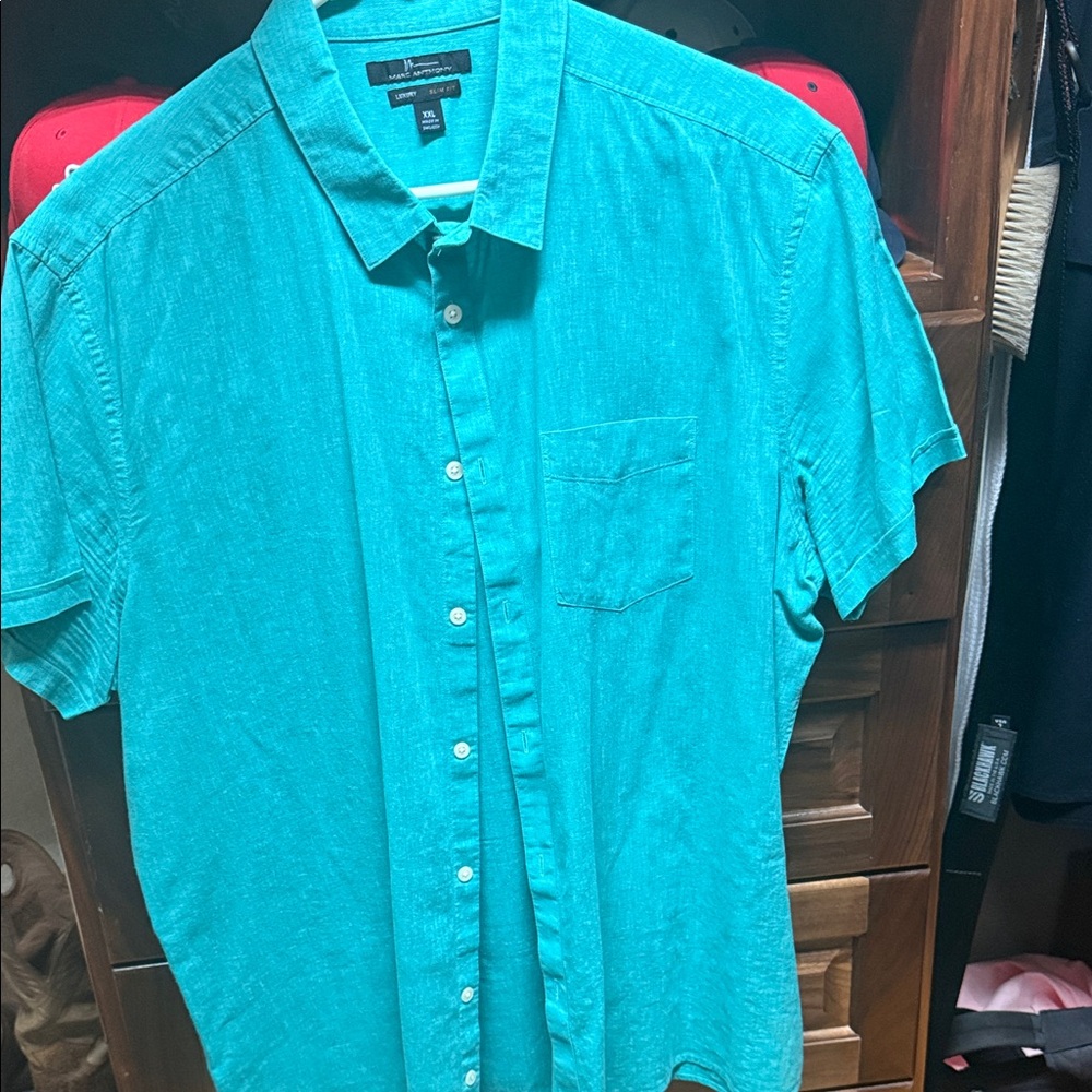 H&M Men's Turquoise Casual Button Down Shirt